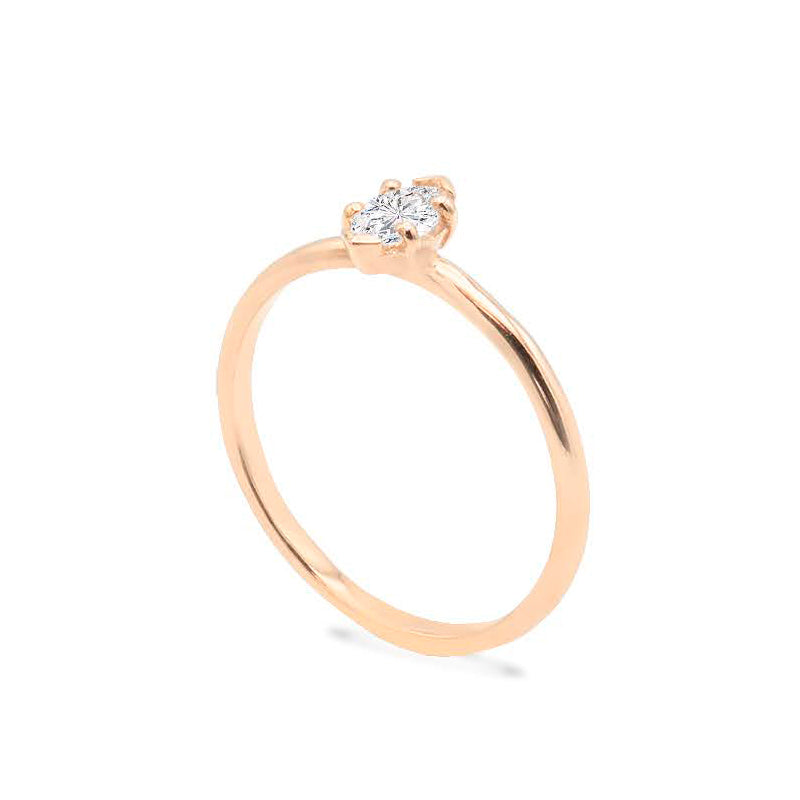 Inel de logodna din Aur Rose cu diamant Marquise de 0.25 ct