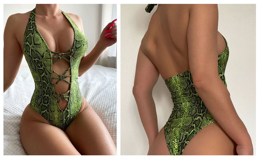 upopby snakeskin one-piece swimsuit