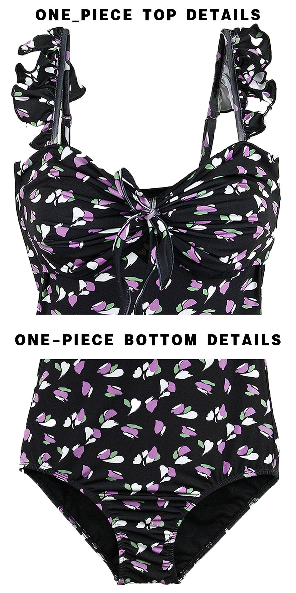 Upopby Fashion Floral Print Backless One-Piece Swimsuit Details