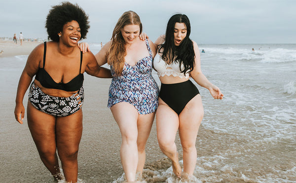 happy relax bikini women on the sea