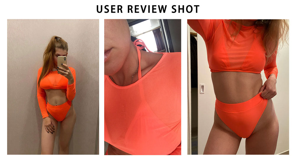 user real shot for upopby three piece swimsuit