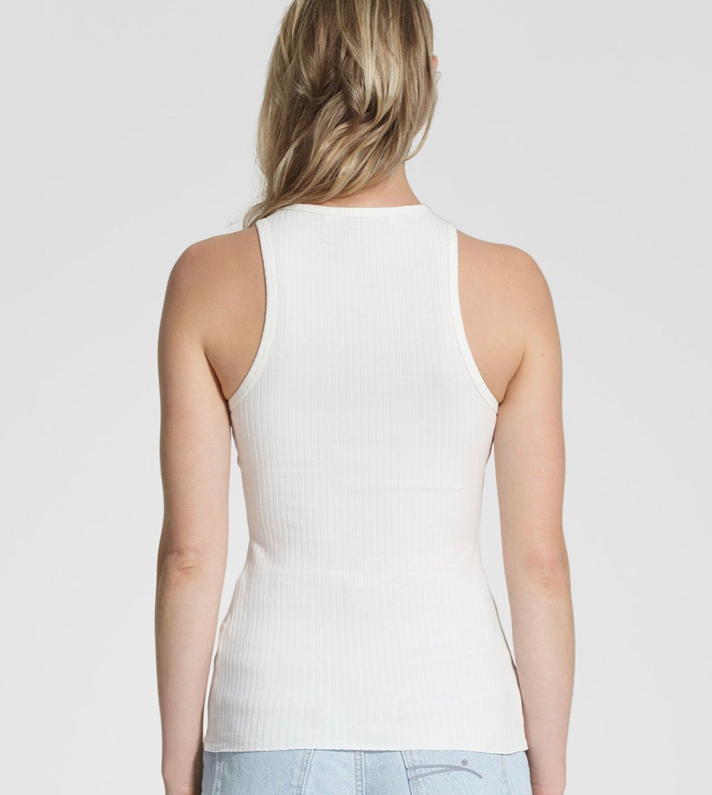 Nora Rib Logo Tank in Soft White - C&M