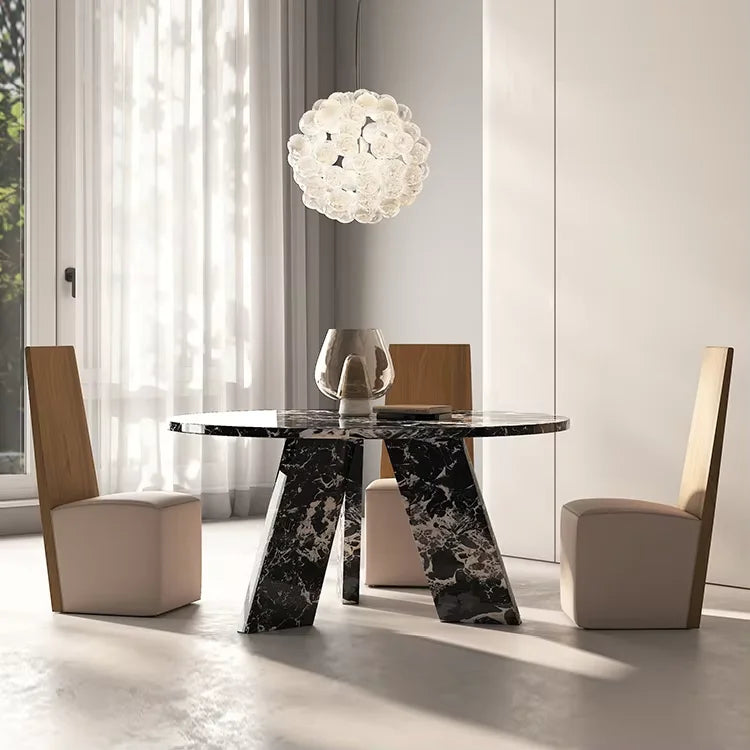 Marmortisch Nero – Runder Esstisch aus schwarzem Naturmarmor