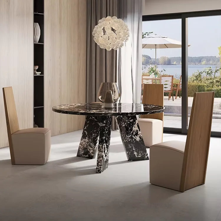 Marmortisch Nero – Runder Esstisch aus schwarzem Naturmarmor