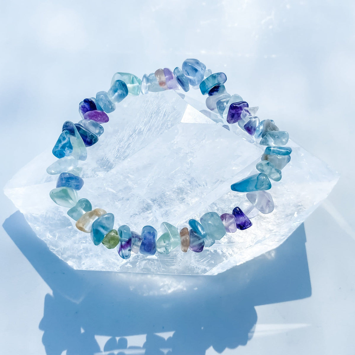 Rainbow Fluorite Bracelet For Energy - Asana Crystals