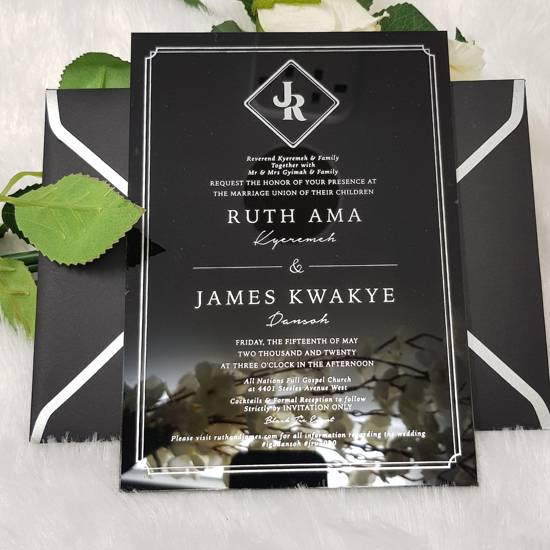 Dazzling Black & Silver Acrylic Invitation | Invitation for Wedding