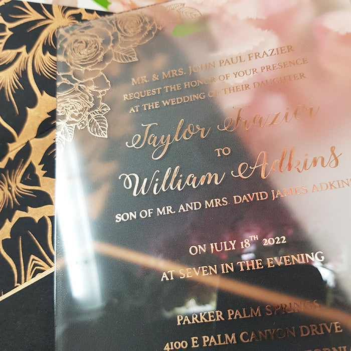 Rose Gold Acrylic Wedding Invitation, Rose Gold Wedding