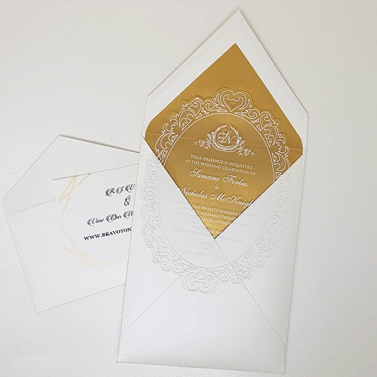 Vintage Clear Wedding Invitation with White Ink AI-118