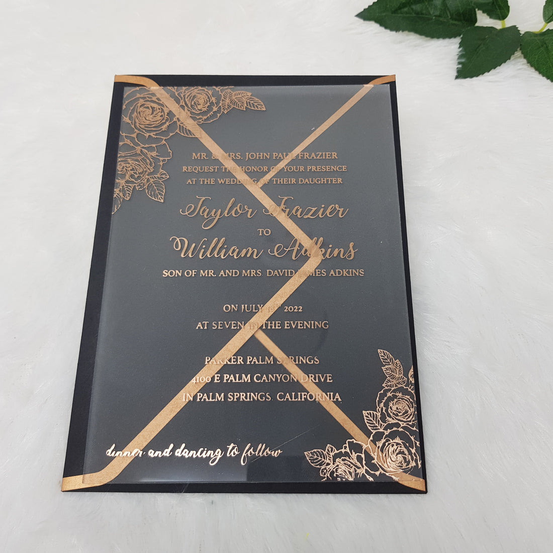 Rose Gold Acrylic Wedding Invitation, Rose Gold Wedding