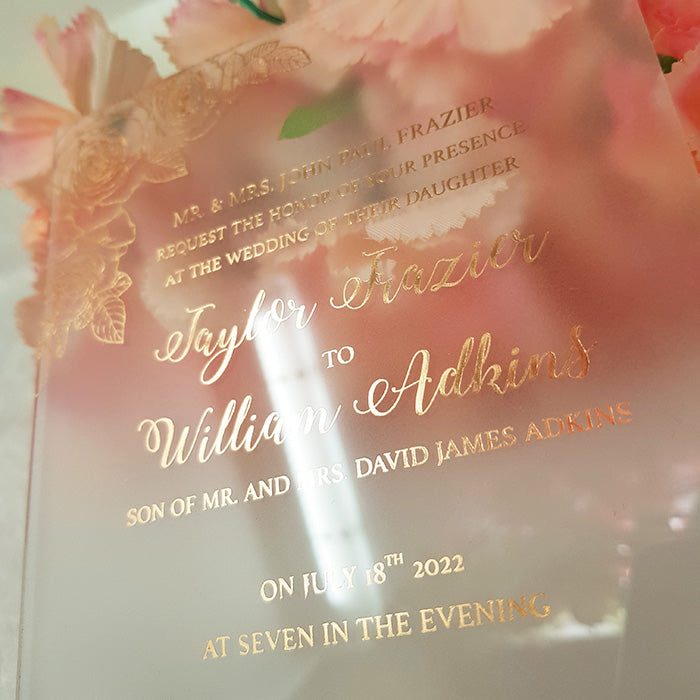 Rose Gold Acrylic Wedding Invitation, Rose Gold Wedding