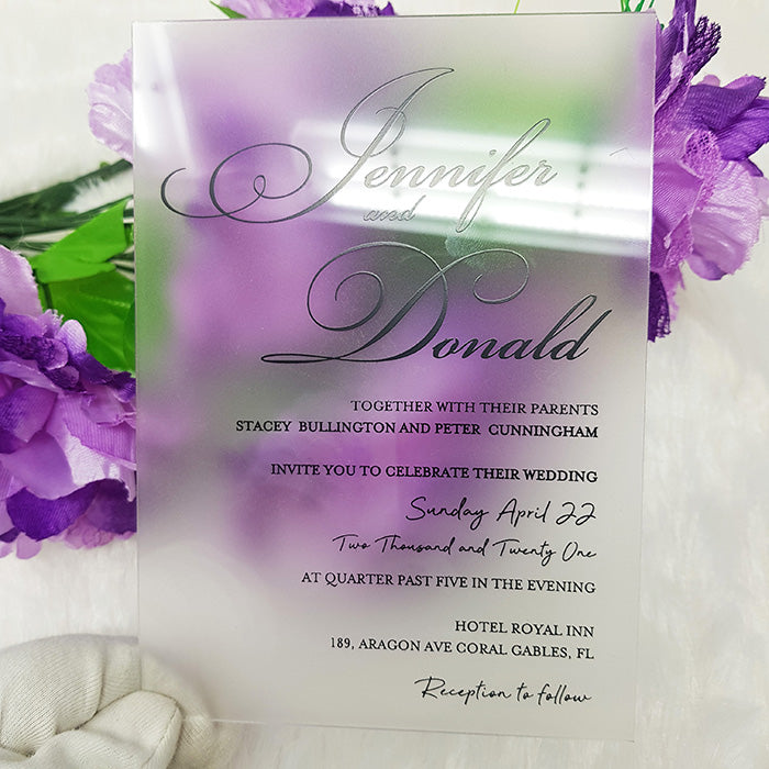 Frosted Acrylic Wedding Invitation, Frosted Acrylic Invite