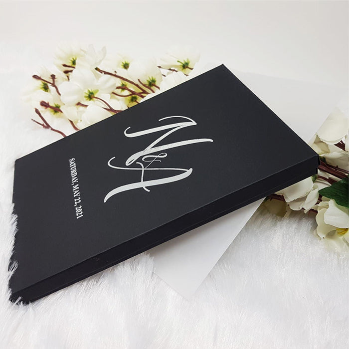 Luxury Black & Silver Box with Black Acrylic Wedding Invite