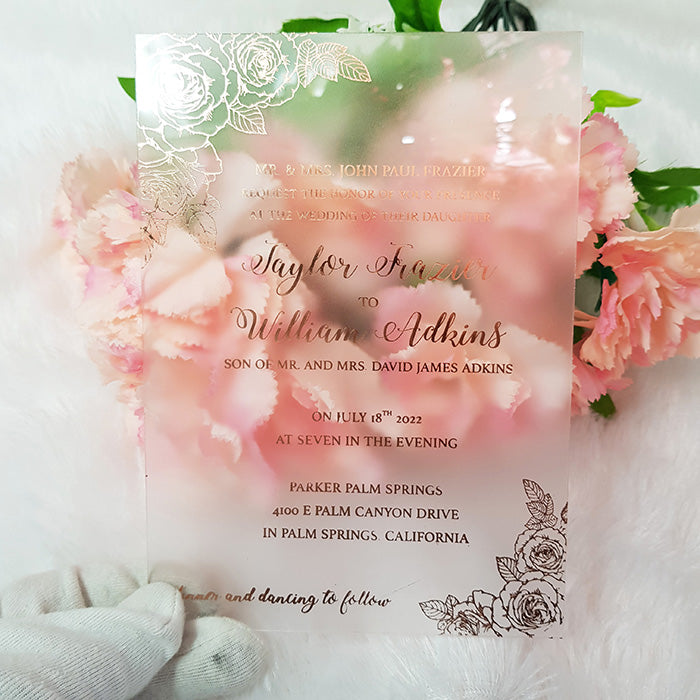 Rose Gold Acrylic Wedding Invitation, Rose Gold Wedding