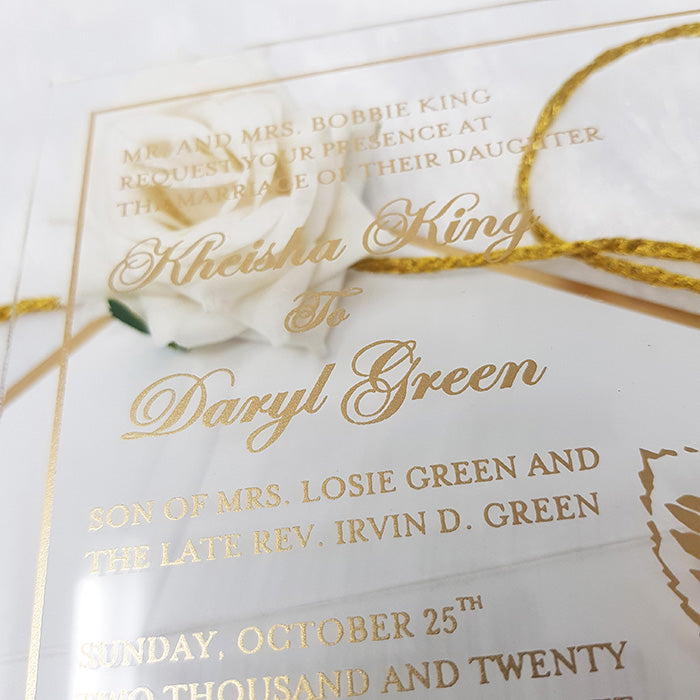 Clear Acrylic Wedding Invitations with Shimmer Gold Ink