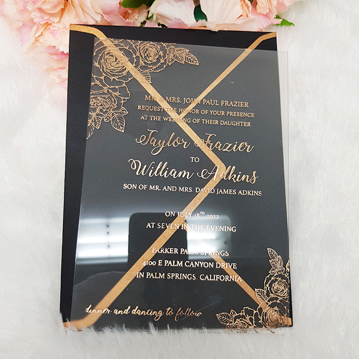 Rose Gold Acrylic Wedding Invitation, Rose Gold Wedding