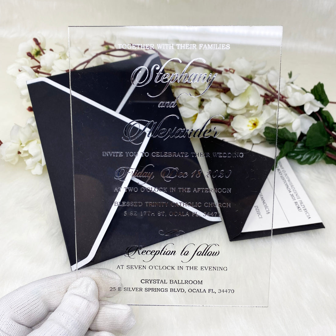 Clear Invitation with Silver Foiling YWI-7004