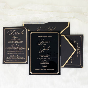 Acrylic Wedding Invitation, Elegant Black Wedding Invitations