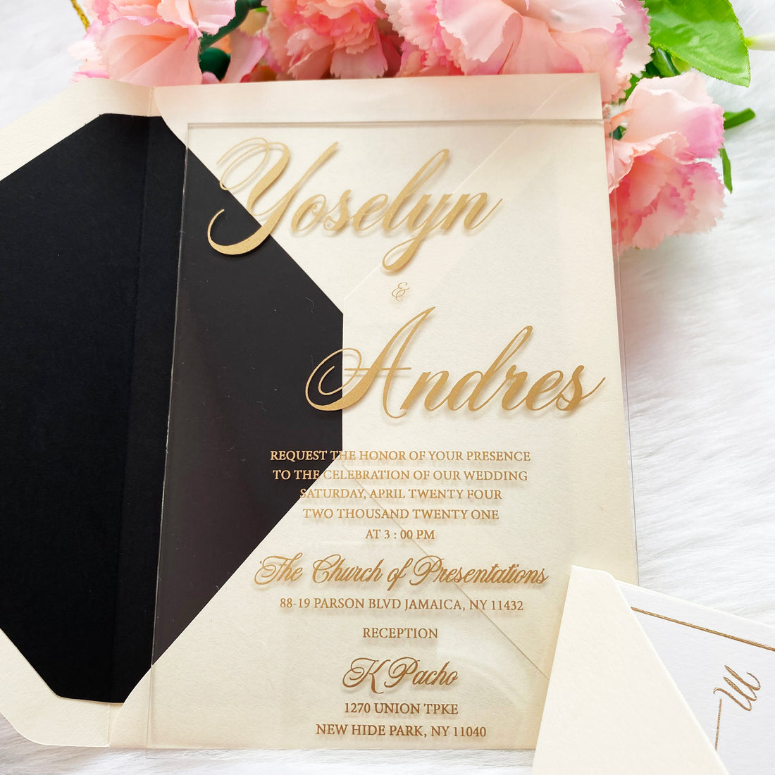Attractive Clear Wedding Invitation with Ivory Envelopes YWI-7016