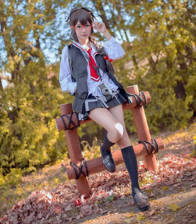 艦これ 時雨 秋刀魚mode コスプレ 衣装 ウィッグ付き-