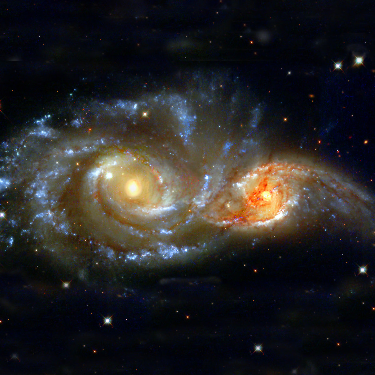 Two Colliding Spiral Galaxies Photo Sky Image Lab 8095