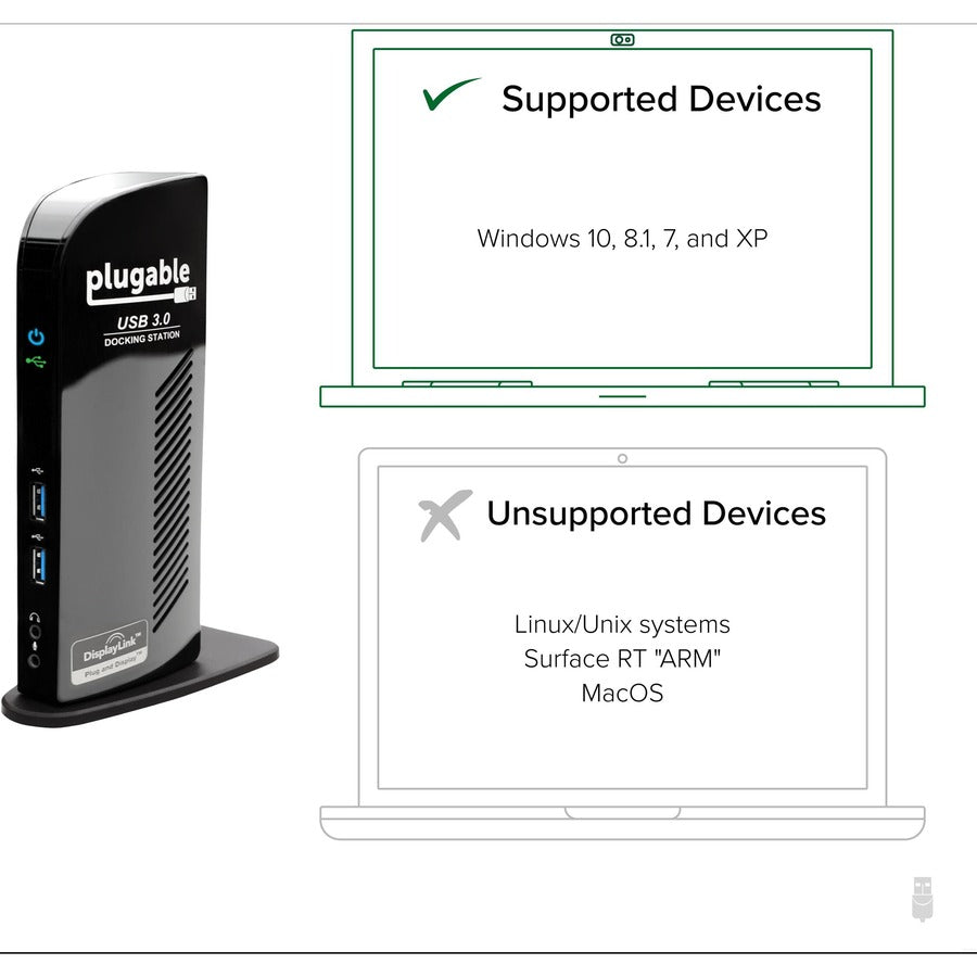 rutine Gensidig apparat Plugable USB 3.0 Universal Laptop Docking Station Dual Monitor for Win –  Natix