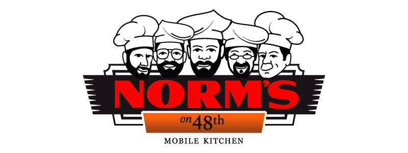 Norm's On 48th Mobile Kitchen logo with five men's caricature heads wearing chef hats