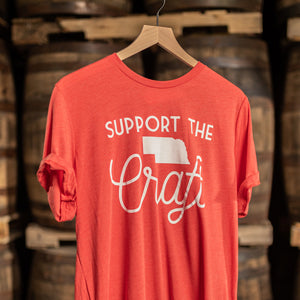 Red t-shirt with "Support the Craft" and state of Nebraska on front