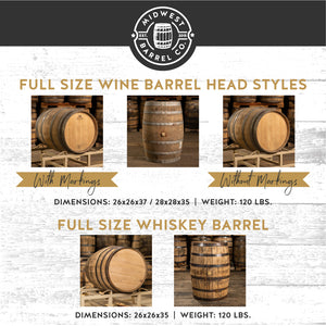 
                  
                    Full size wine barrel and whiskey barrel comparisons
                  
                
