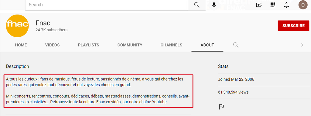 Cómo crear un canal de YouTube - Descripción