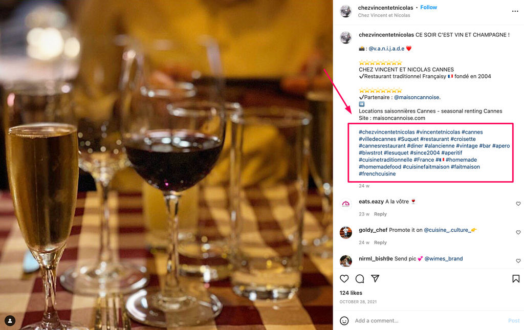 hashtag voor instagram voor een bar-restaurant