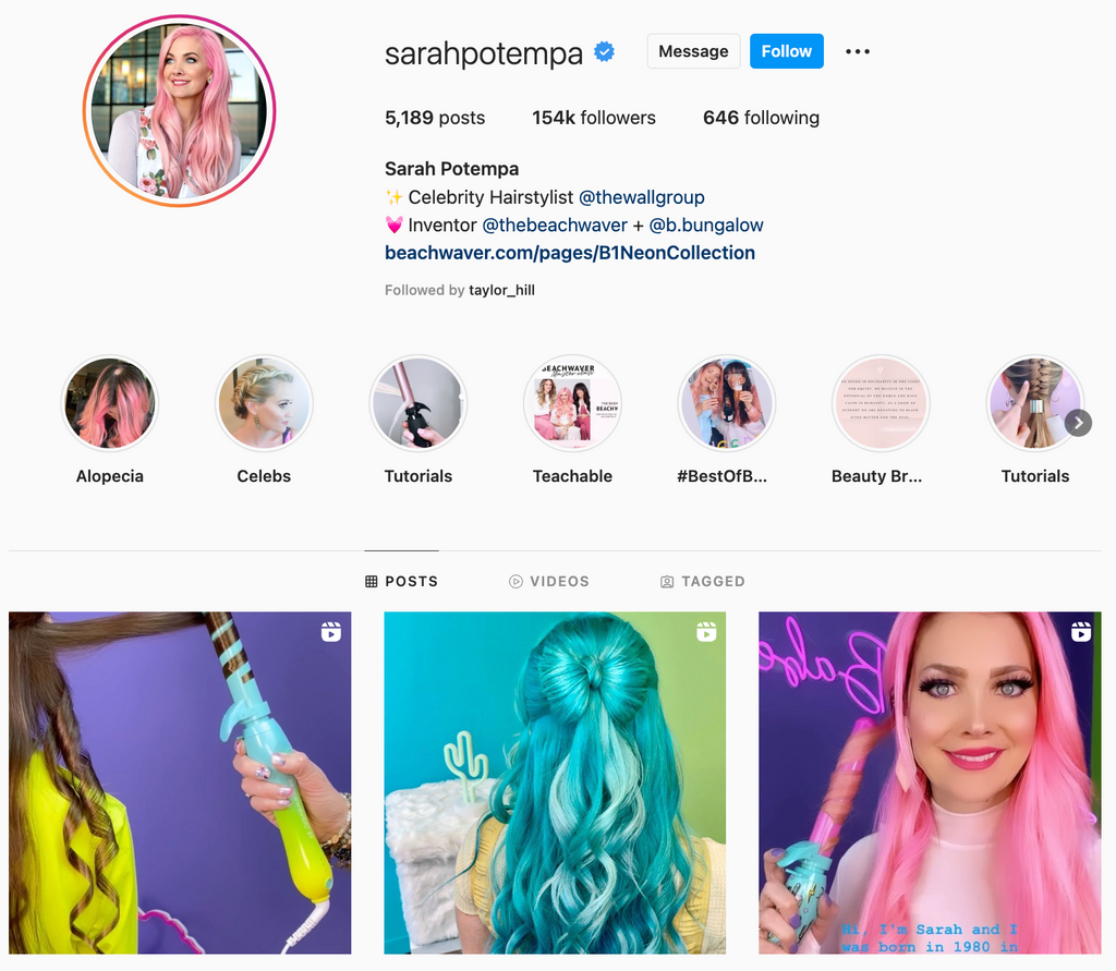 instagram for hair salon _ sarahpotempa