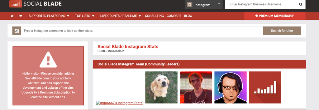 tools to use to calculate the engagement rate on Instagram _ SocialBlade