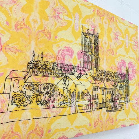 Embroidery piece of Hull Minster by Rachel Anderson