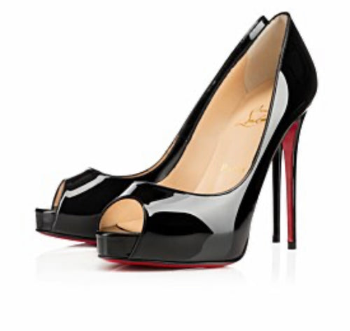 Christian Louboutin Women''s 38.5 Black Patent Bianca Platform Heels  128cl34 For Sale at 1stDibs