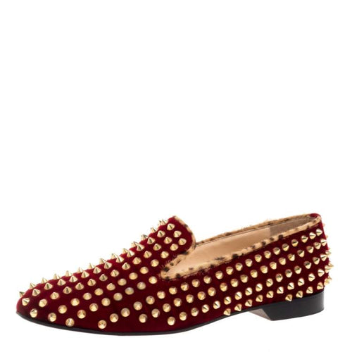 Handmade Men's Spikes Loafers Dress Shoes with Red Bottom