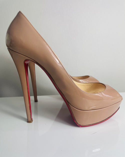 Follies strass cloth heels Christian Louboutin Beige size 37 EU in Cloth -  35910654