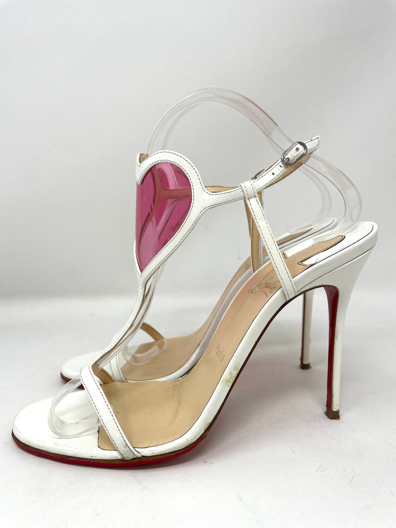 Cora 100 Jazz Calf/ PVC White Strappy Pink Heart Sandals Heels 39 – High  Heel Hierarchy