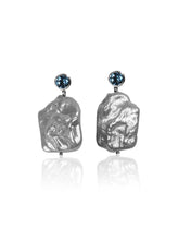 Load image into Gallery viewer, Baroque Pearl and Swiss Blue Topaz Studs 