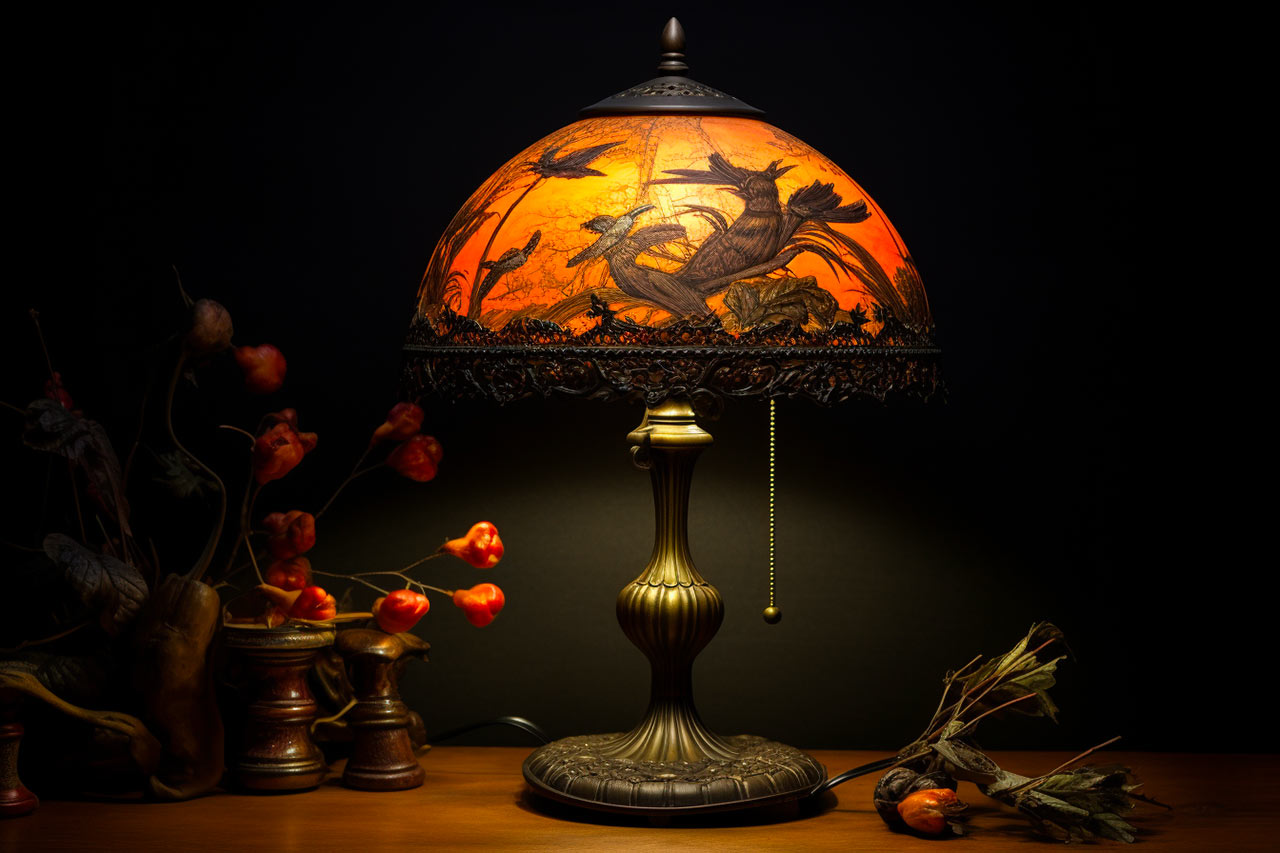 Vieille lampe vintage transformé en oeuvre d'art