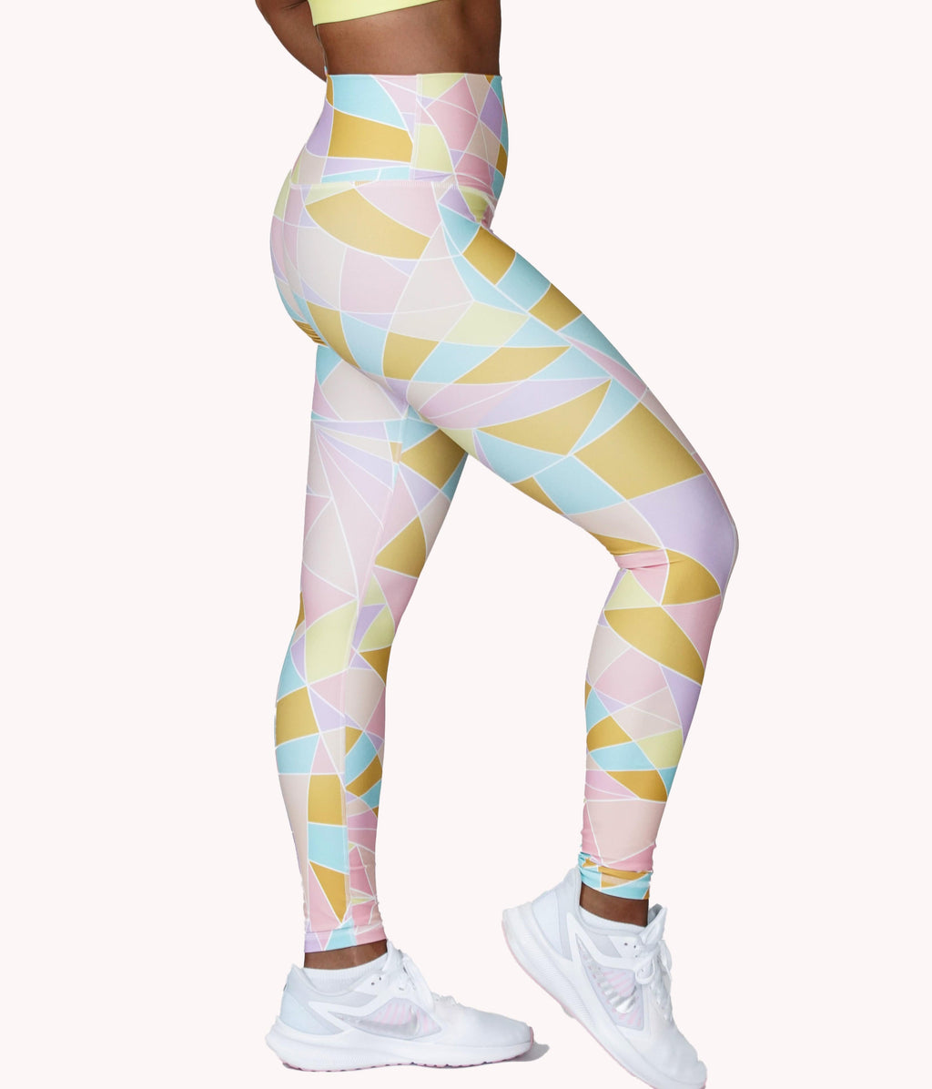 Women's Athletic Leggings Featuring Marble Print Accents. (6 Pack