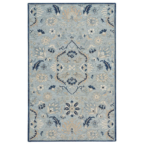 Capel Rugs Worcester Light Blue Variegated Country Rectangle Braided Area  Rug