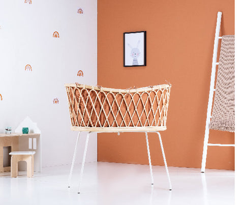 wooden rattan cradle