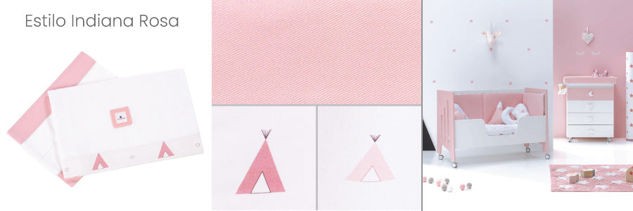 Alondra Indiana Style Pink set and sheets to dress the crib in spring