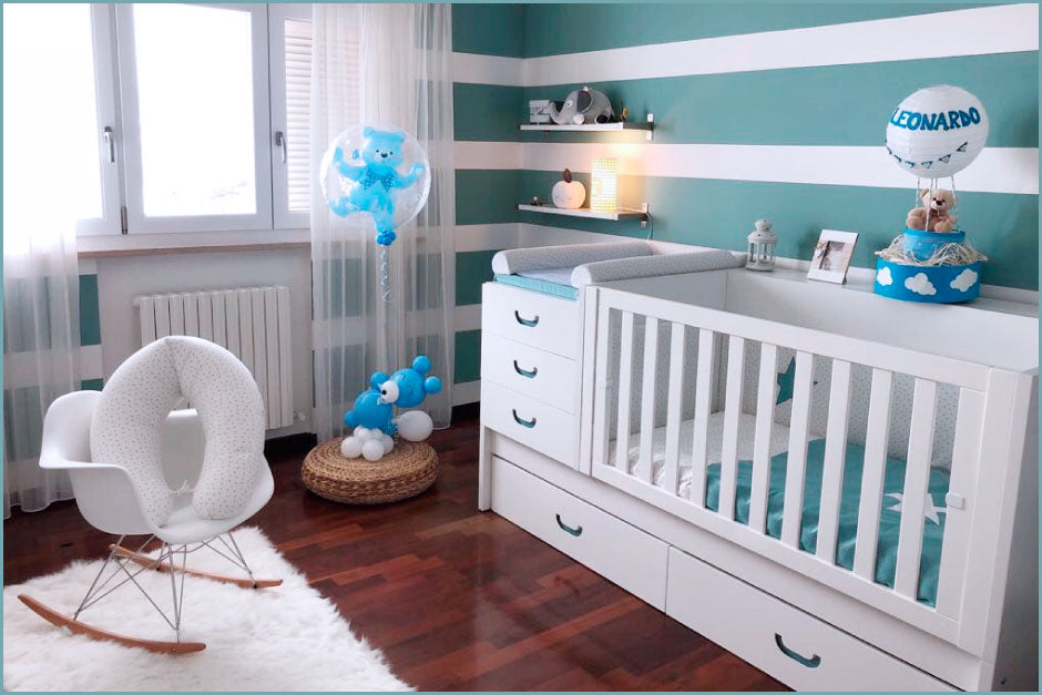 Cómo decorar en turquesa y gris una habitación de bebé