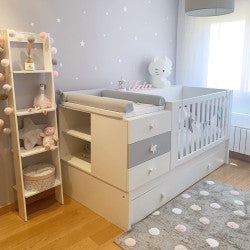 Baby room with large convertible crib