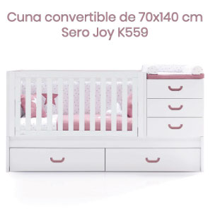 cuna convertible con cama nido y cajones Sero Joy