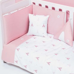 Pink Indiana style crib textile