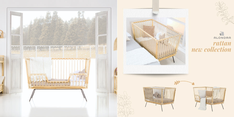 Rattan cot-bed 60x120cm for babies lark