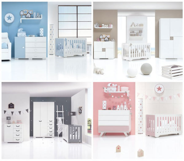 Habitaciones de bebé con mobiliario de colores