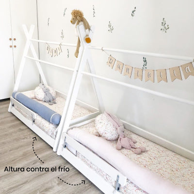 Montessori baby bed with height against the cold